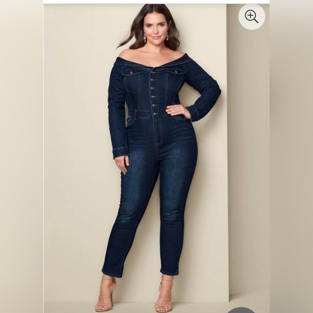 Denim Jumpsuit Off-Shoulder Venus Size 16